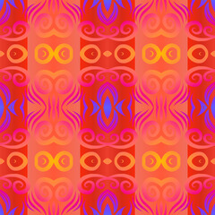 Seamless colourful batik ethnic dayak aztec Kalimantan pattern for background textile garment 