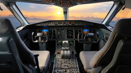 Fototapeta premium Cockpit of a modern private jet airplane.