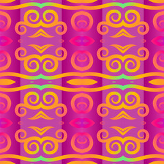 Seamless colourful batik ethnic dayak aztec Kalimantan pattern for background textile garment 