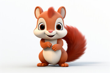 3d design of a cute character of a squirrel - obrazy, fototapety, plakaty