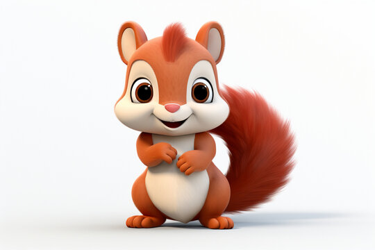 3d design of a cute character of a squirrel