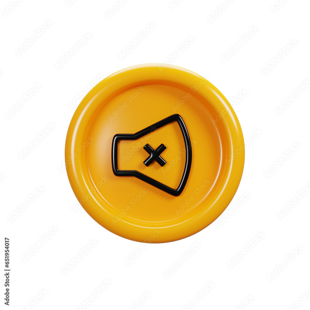 Aufkleber 3d rendering volume off sign icon. user interface icon concept