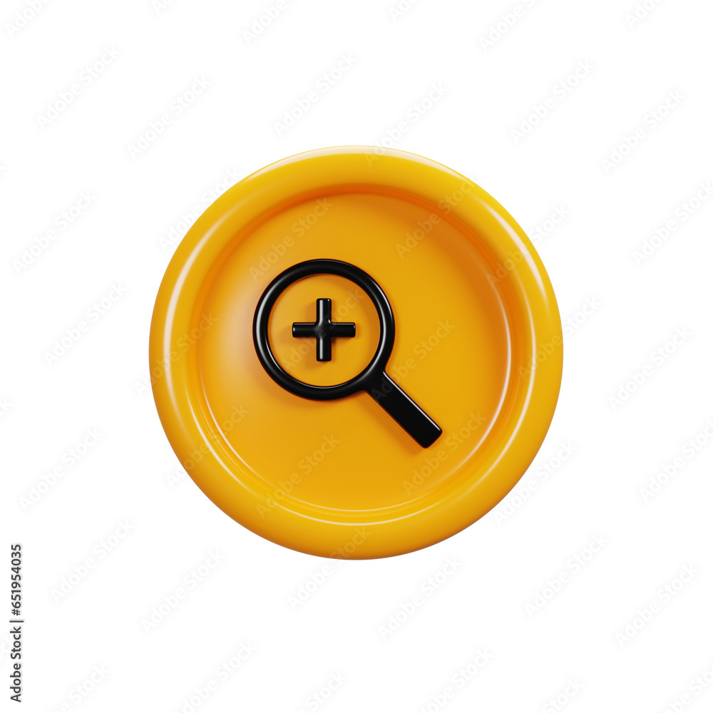 Poster 3d rendering zoom sign icon. user interface icon concept
