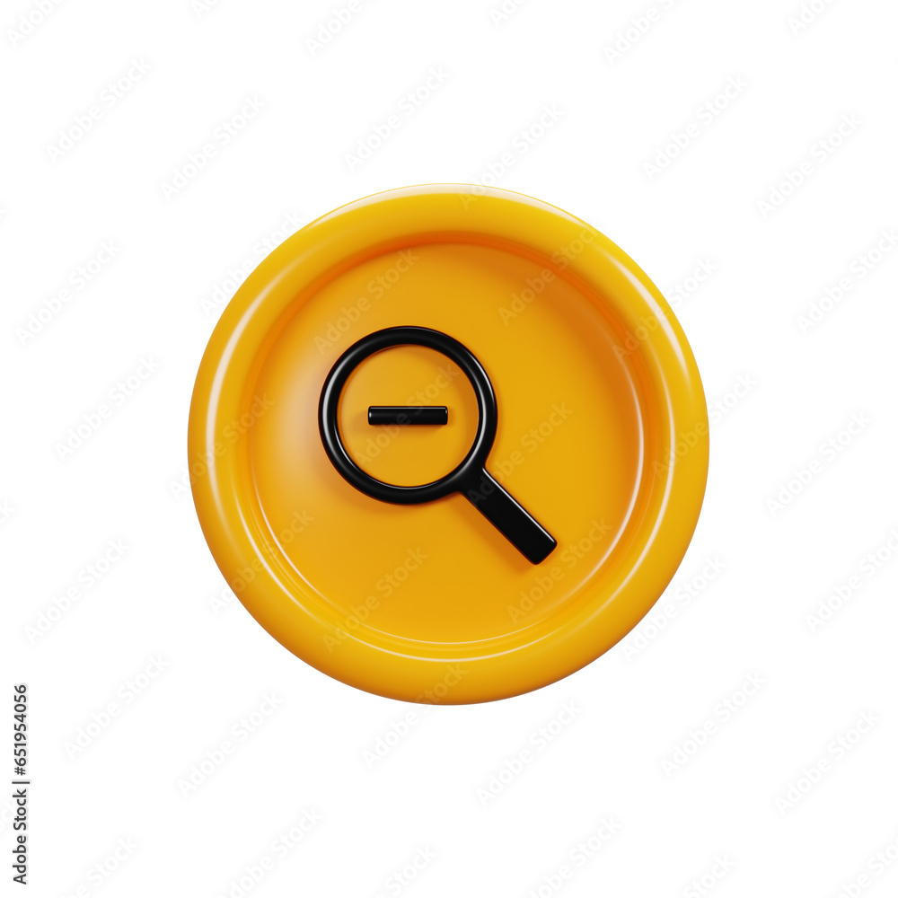 Aufkleber 3d rendering zoom out sign icon. user interface icon concept