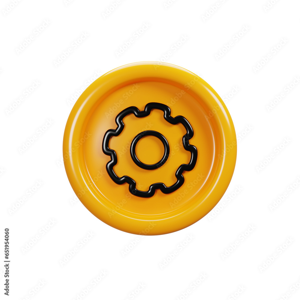 Poster 3d rendering setting sign icon. user interface icon concept