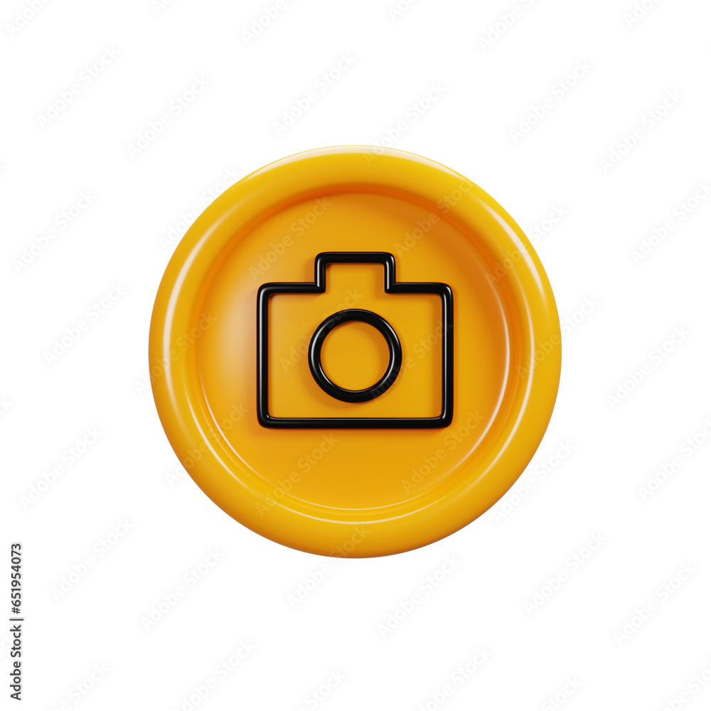 Poster 3d rendering camera sign icon. user interface icon concept