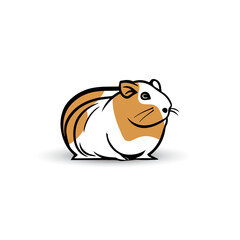 Cute guinea pig flat design vector. isolated on white