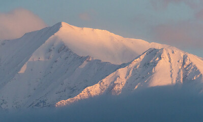 Alpenglow on the mountains of the central Brooks Range, Alaska, USA.