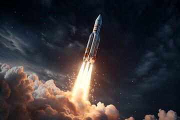 rocket in space, Generative AI - obrazy, fototapety, plakaty