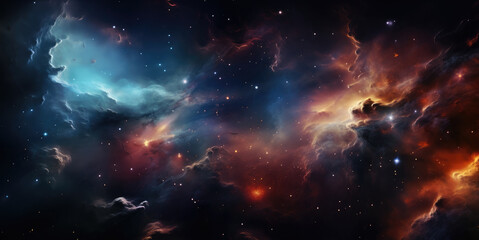 Nebula, starry space on horizon.