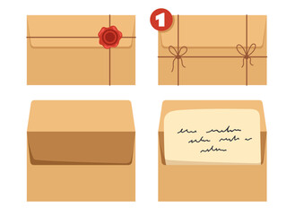 Letter mail card postcard paper sent file concept. Vector graphic design illustration
