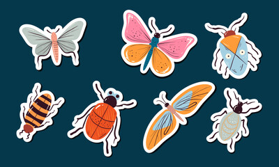 Butterfly magic moth insect fly bug isolated set. Vector graphic design illustration
