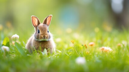 Rabbit in the grass, concept of spring and Easter © GB