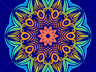 Beautiful colourful caleidoscope gradient flower art pattern of indonesian culture traditional tenun batik ethnic dayak borneo 