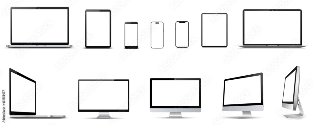 Poster Set mockups technology devices with empty display - vector