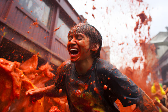 La Tomatina, a tomato-throwing festival held annually in the town of Buñol, Spain