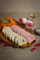 Fototapeta na wymiar Traditional Indian Sweets Food Photography