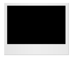 Obraz premium Empty white photo frame. Realistic horizontal photo card frame mockup - stock vector