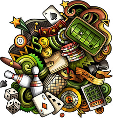 Casino detailed cartoon illustration