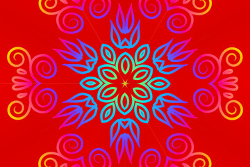 Fototapeta na wymiar Beautiful colourful caleidoscope gradient flower art pattern of indonesian culture traditional tenun batik ethnic dayak borneo 