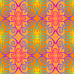 Fototapeta na wymiar Seamless colourful batik ethnic dayak aztec Kalimantan pattern for background textile garment 