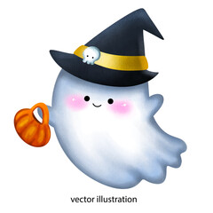 Cute Ghost  with soft pastel color vector illustration  
