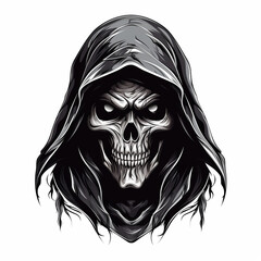 grim reaper head graphic illustration - obrazy, fototapety, plakaty