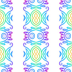 Seamless colourful batik ethnic dayak aztec Kalimantan pattern for background textile garment 
