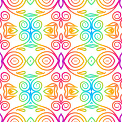 Seamless colourful batik ethnic dayak aztec Kalimantan pattern for background textile garment 
