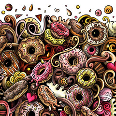 Donuts detailed cartoon border illustration