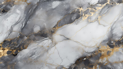 Obraz premium Abstract light gray marble texture with golden lines on glossy surface for background or wallpaper presentation. Aspect ratio 16:9