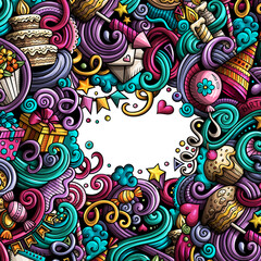 Happy Birthday detailed cartoon border illustration