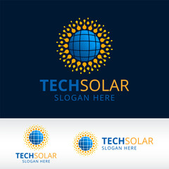 energy solar technology logo design vector template
