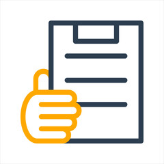 Illustration icon for holding clipboard, offering information, giving task.