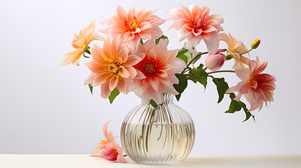 Beautiful flowers vase isolated on white background