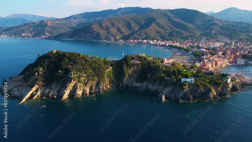 Wall mural aerial view of the bay of silence in sestri levante, liguria, italy - Wall murals