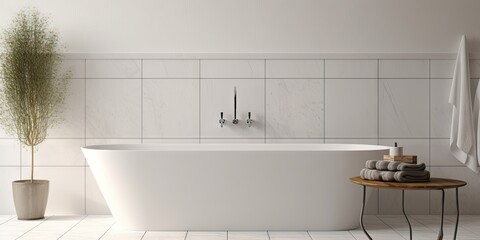 Sleek and stylish. Luxury meets simplicity. Modern white bathroom elegance. Bright and airy bath retreat with minimalistic design
