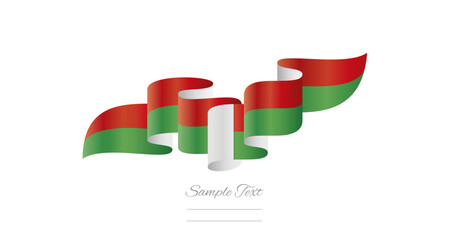 Madagascar white red green wavy flag ribbon concept design template. Premium Malagasy flag vector illustration design on isolated white background