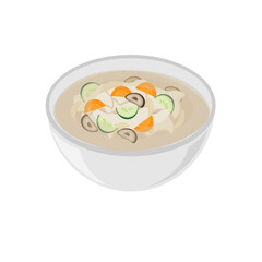 Sujebi Seafood Dumpling Soup Illustration Logo
