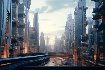 Fototapeta na wymiar city skyline, Generative AI
