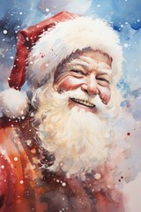 Colourful painting of Santa Claus with a joyful smile created with Generative AI technology