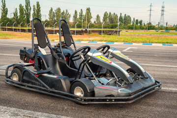 twin racing kart for two people on a race track