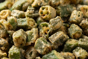 Homemade deep Fried Okra with herbs and spices.
