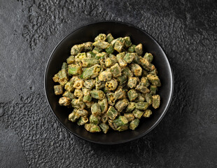Homemade deep Fried Okra with herbs and spices.