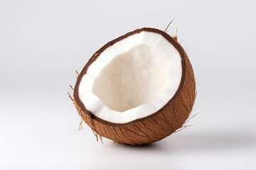 ripe coconut copy space, isolated on a white background