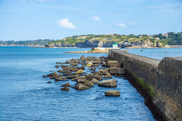 Socoa seawall protecting the Saint-Jean-de-Luz bay near the fort of Socoa in Ciboure, France