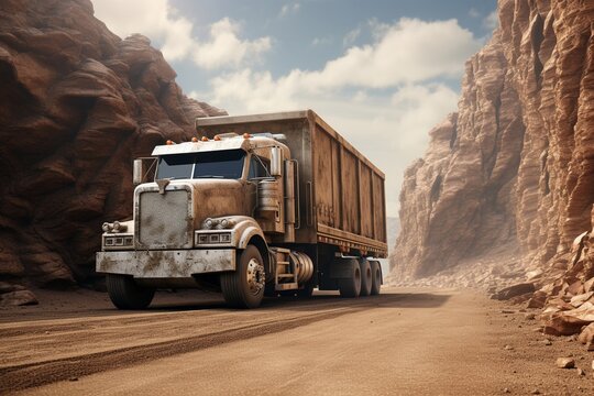 truck on the road, Generative AI