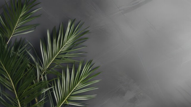 Gray Background with Palm Leaves for Palm Sunday