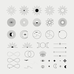Set of abstract minimalistic clean and simple Circle design elements, geometric forms, modern round shapes. Vector Graphic. - 651973044