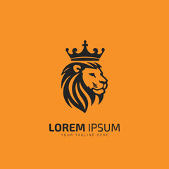 Lion Head Logo Vector Template Illustration Design on yellow background